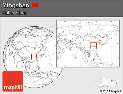 Blank Location Map of Yingshan, within the entire country