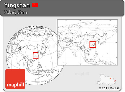 Blank Location Map of Yingshan, within the entire country