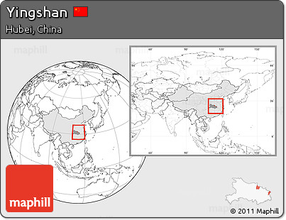 Blank Location Map of Yingshan, highlighted country, highlighted parent region, within the entire country