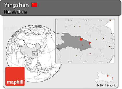 Blank Location Map of Yingshan, highlighted country, highlighted parent region