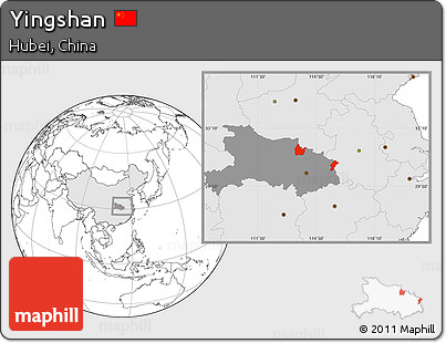 Blank Location Map of Yingshan, highlighted country, highlighted parent region