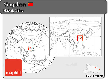 Blank Location Map of Yingshan, highlighted parent region, within the entire country