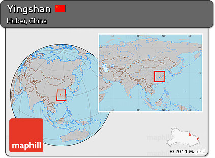 Gray Location Map of Yingshan, within the entire country