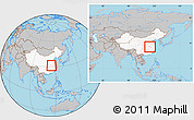 Gray Location Map of Yingshan, highlighted country, within the entire country