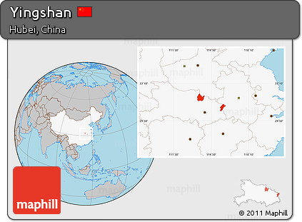 Gray Location Map of Yingshan, highlighted country