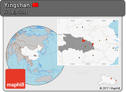 Gray Location Map of Yingshan, highlighted country, highlighted parent region