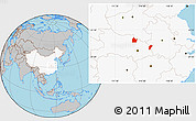 Gray Location Map of Yingshan, highlighted country