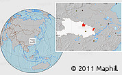 Gray Location Map of Yingshan, highlighted parent region, hill shading
