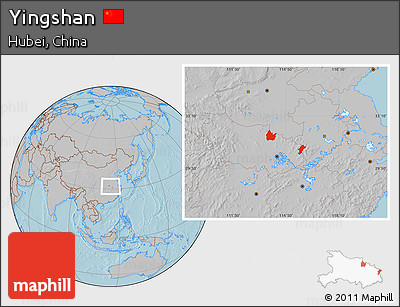 Gray Location Map of Yingshan, hill shading