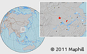 Gray Location Map of Yingshan, hill shading