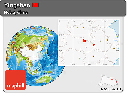 Physical Location Map of Yingshan, highlighted country