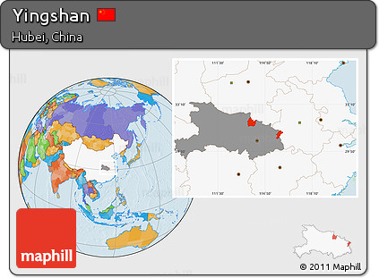 Political Location Map of Yingshan, highlighted country, highlighted parent region