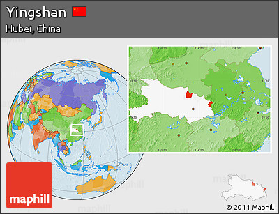 Political Location Map of Yingshan, highlighted parent region