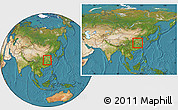 Satellite Location Map of Yingshan, within the entire country