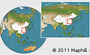 Satellite Location Map of Yingshan, highlighted country, within the entire country