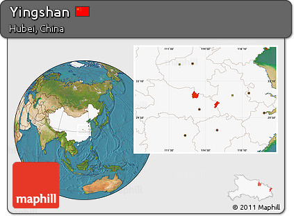 Satellite Location Map of Yingshan, highlighted country