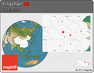 Satellite Location Map of Yingshan, highlighted country