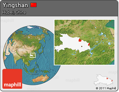 Satellite Location Map of Yingshan, highlighted parent region