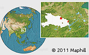 Satellite Location Map of Yingshan, highlighted parent region