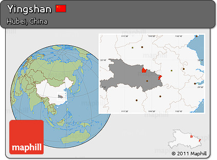Savanna Style Location Map of Yingshan, highlighted country, highlighted parent region