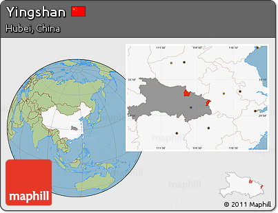 Savanna Style Location Map of Yingshan, highlighted country, highlighted parent region