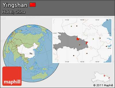 Savanna Style Location Map of Yingshan, highlighted country, highlighted parent region