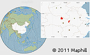Savanna Style Location Map of Yingshan, highlighted country, hill shading