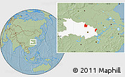 Savanna Style Location Map of Yingshan, highlighted parent region, hill shading