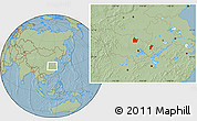 Savanna Style Location Map of Yingshan, hill shading