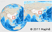Shaded Relief Location Map of Yingshan, highlighted country, within the entire country
