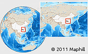 Shaded Relief Location Map of Yingshan, highlighted country, highlighted parent region, within the entire country