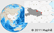Shaded Relief Location Map of Yingshan, highlighted country, highlighted parent region