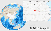 Shaded Relief Location Map of Yingshan, highlighted country