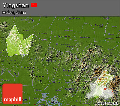 Physical Map of Yingshan, darken