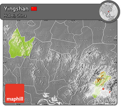 Physical Map of Yingshan, desaturated