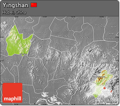 Physical Map of Yingshan, desaturated