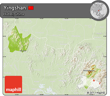 Physical Map of Yingshan, lighten