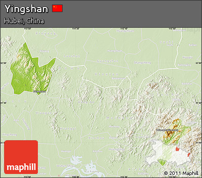 Physical Map of Yingshan, lighten