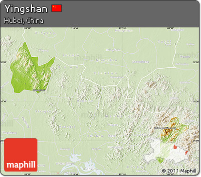 Physical Map of Yingshan, lighten