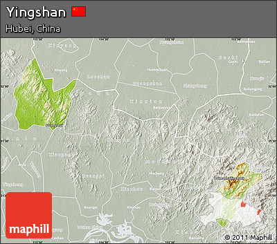 Physical Map of Yingshan, lighten, semi-desaturated