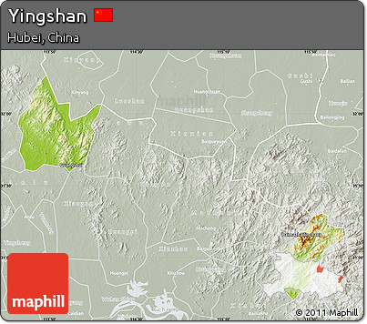 Physical Map of Yingshan, lighten, semi-desaturated