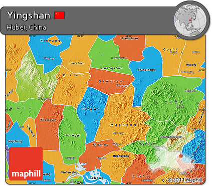 Physical Map of Yingshan, political outside