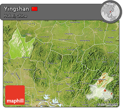 Physical Map of Yingshan, satellite outside