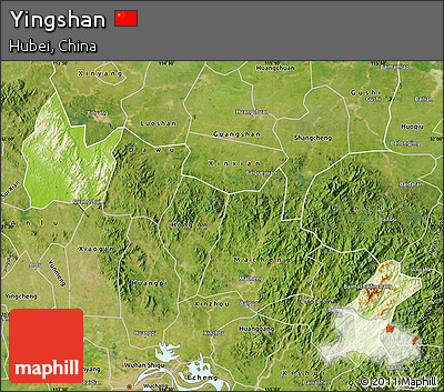 Physical Map of Yingshan, satellite outside