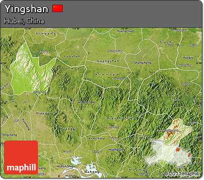 Physical Map of Yingshan, satellite outside