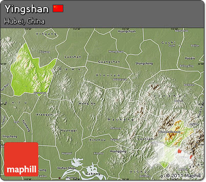 Physical Map of Yingshan, semi-desaturated