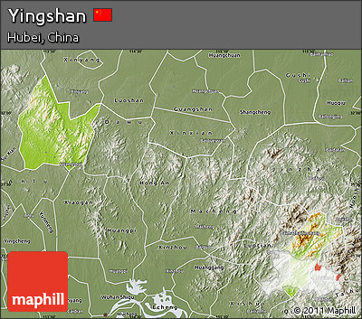 Physical Map of Yingshan, semi-desaturated