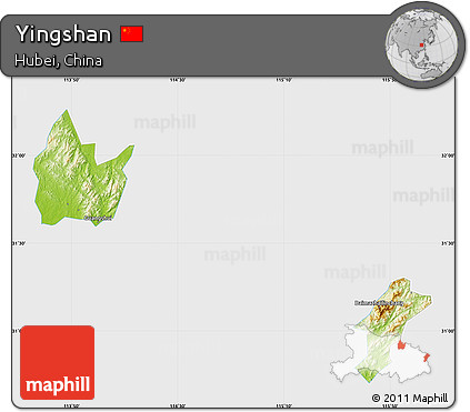 Physical Map of Yingshan, single color outside