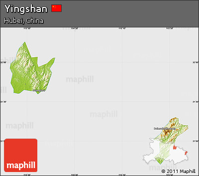 Physical Map of Yingshan, single color outside