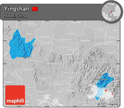 Political Map of Yingshan, lighten, desaturated